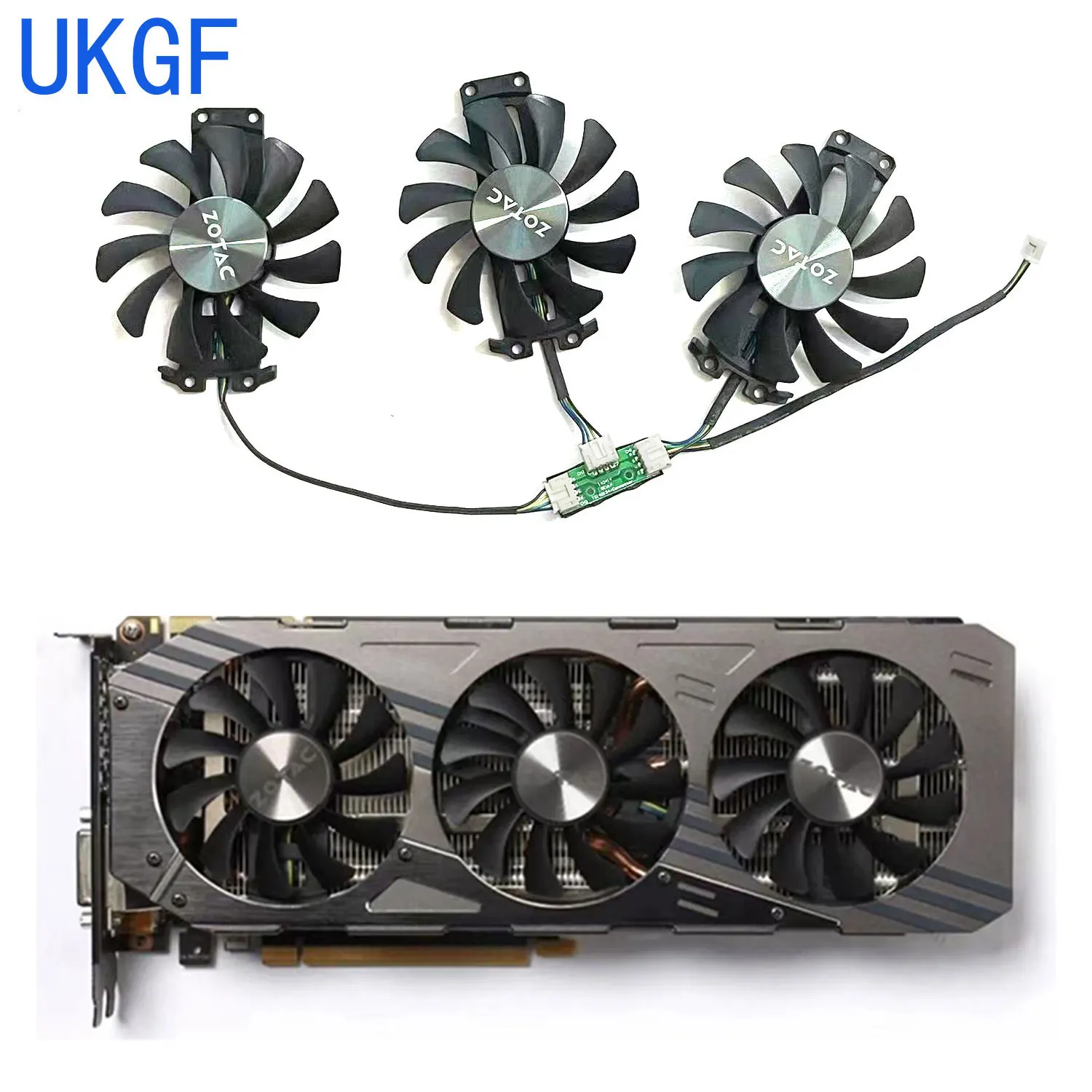 Фото Новый вентилятор для графической карты 75 мм 4PIN GA81S2U GTX 980 970 GPU для Zotac Geforce GTX 980-4gd5 GTX 970 Amp 4G №1