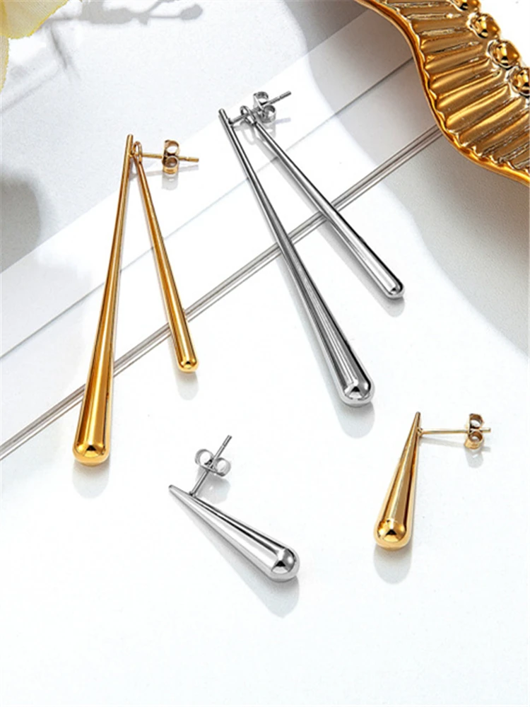

Metal Pendant female earrings asymmetrical long style exaggerated fashion glossy studs attend cocktail studs