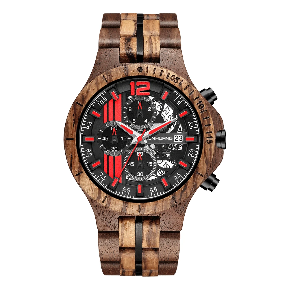 

Новый стальной деревянный набор часов мужские модные наручные часы Ретро кварцевые Многофункциональные часы для мужчин