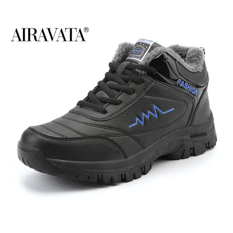 Men Winter Boots Flatform Anti-skidding Snow Shoes Plush Warm Casual Lace-up Outdoor Sneakers