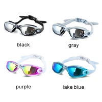 professional swimming goggles man silicone anti fog uv adjustable multicolor swimming glasses with earplug men women eyewear
