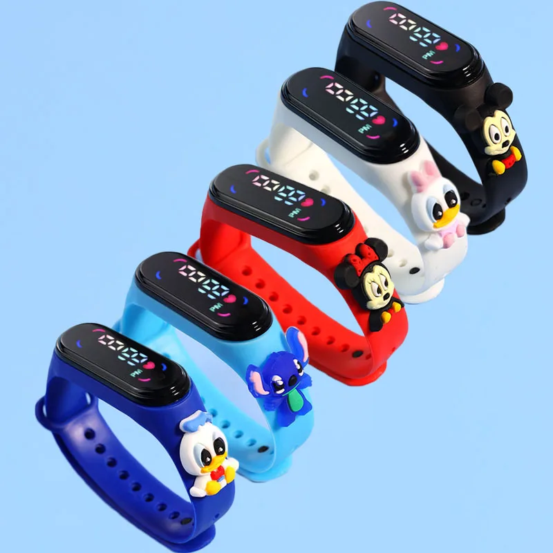 

Disney Children's Anime Watch Mickey Minnie Stitch Xiaomi Sports Touch Electronic LED Waterproof Bracelet Kids Watch Toy Gift