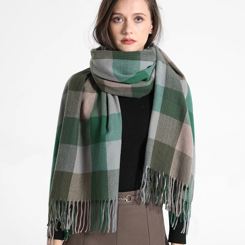 

Женский длинный кашемировый шарф в шотландскую клетку, 65x190 см