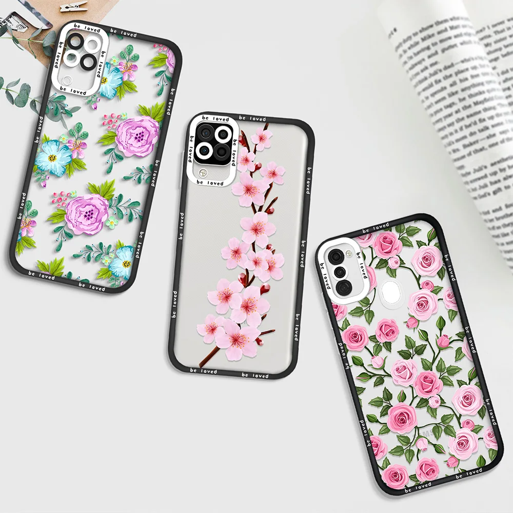 

Colorful Rose Flower Clear Case for Samsung A52 A52S A53 5G A11 A12 A71 A72 A21S A32 4G S22 Plus S22Ultra Shockproof Coque Cover