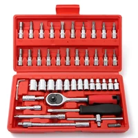 tool kit for car tool screwdriver and bit ratchet torque quick wrench wrench set 46 pcs