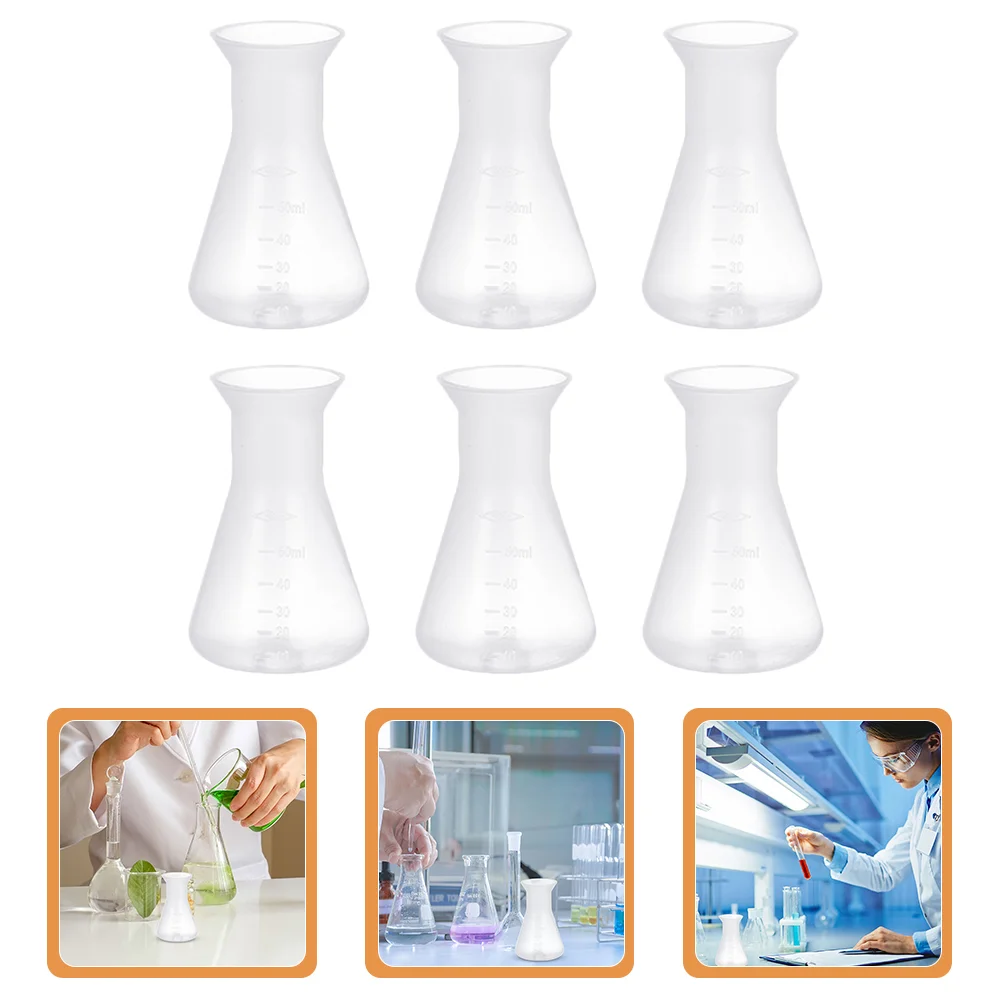 

6 Pcs Plastic Flask Erlenmeyer Chemical Beaker Glass Laboratory Supplies Science Flasks