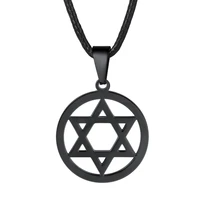 chainspro stainless steel star of david necklace for men women cool punk shark teeth necklace cross necklace black leather cord
