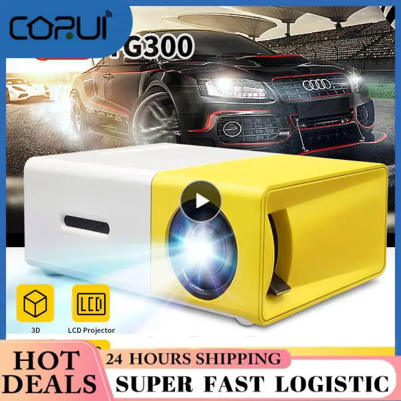 

Yellow And White Home Projector Portable Manual Focus Media Projector Remote Controller Infrared Projector 6400k 1080p