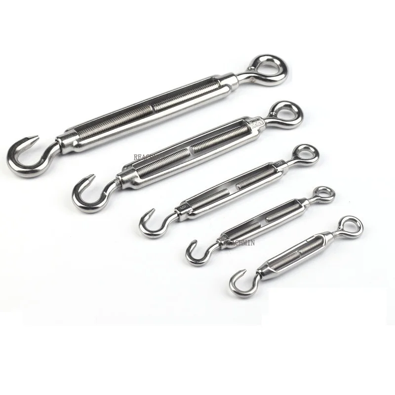 

304 Stainless Steel M4 M5 M6 M8 M10 M12 M20 Adjust Chain Rigging Hooks & Eye Turnbuckle Wire Rope Tension Device Line OC Typ