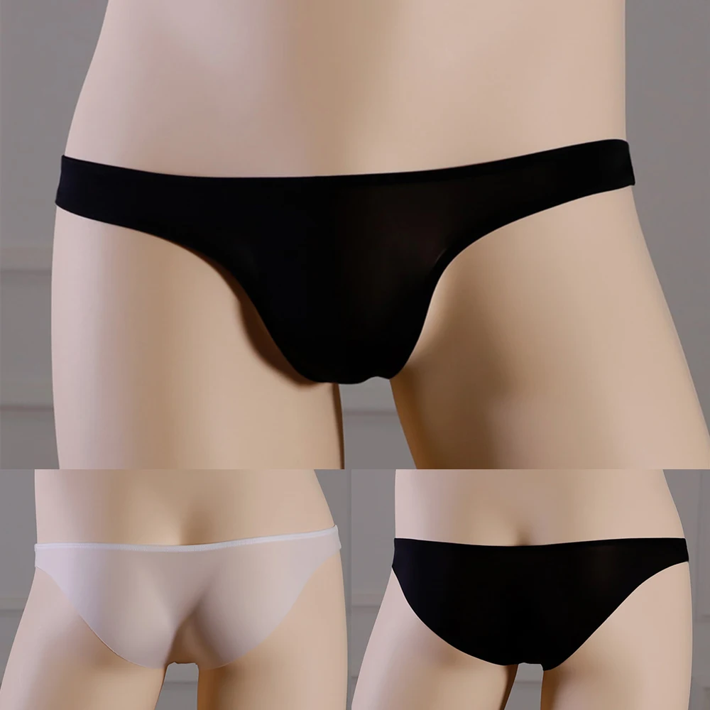 

Men Briefs Low Waist Sheer See-Through Thong Bulge Underwear Briefs Underpants Panties Exotic Lingerie