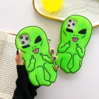 fashion 3d cartoon alien silicone case for iphone 13 12 11 pro max x xs xr 6 7 8 plus cover funda