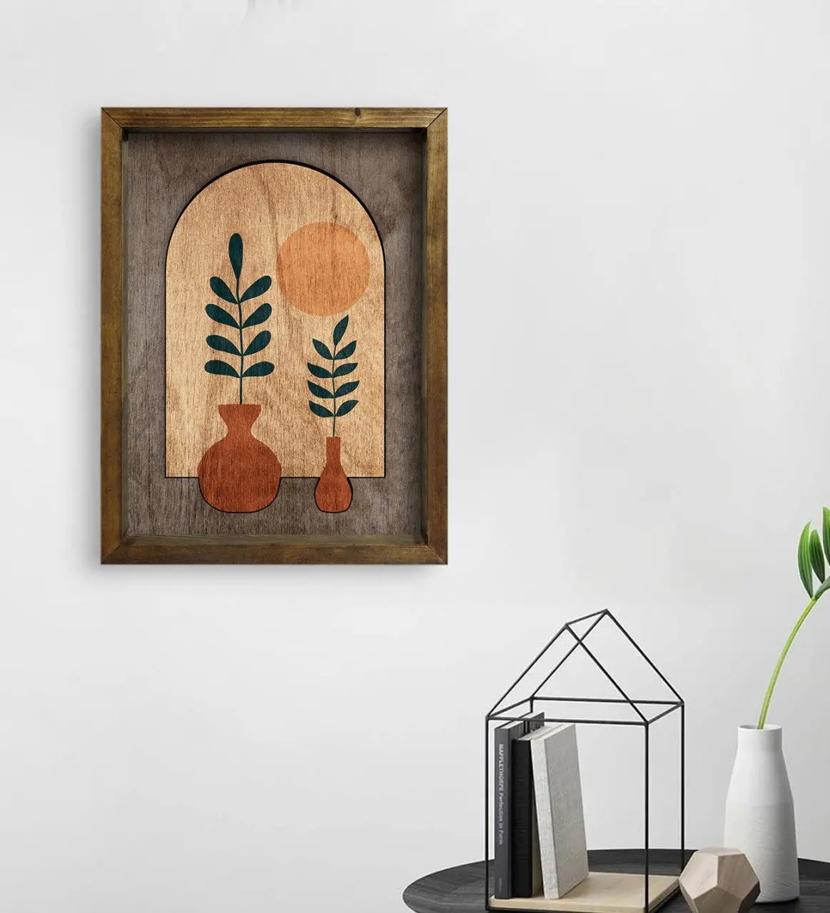 

BK Home Botanical Art Design Natural Solid Wood Frame Table 45x65cm-1