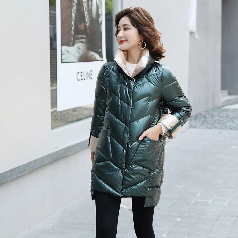 Women Coat Long Hooded Outwear Thick Cotton Padded Parka Female Basic Solid Coats Overalls with Pockets New Winter Down Jacket