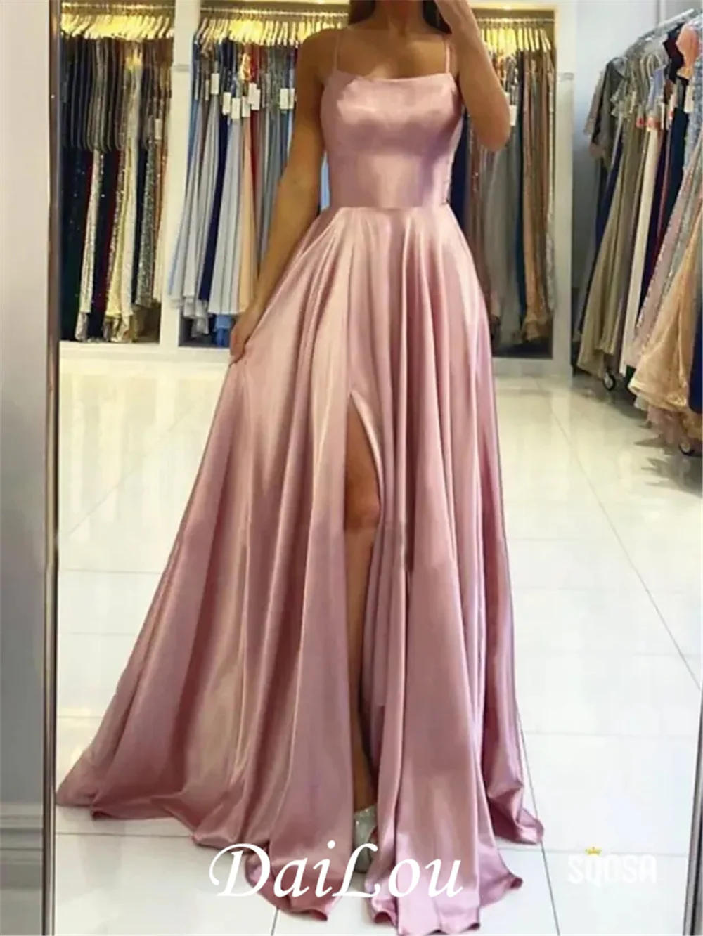 

Beautiful Back Sexy Engagement Prom Birthday Dress Halter Neck Sleeveless Sweep / Brush Train Charmeuse with Pleats Slit