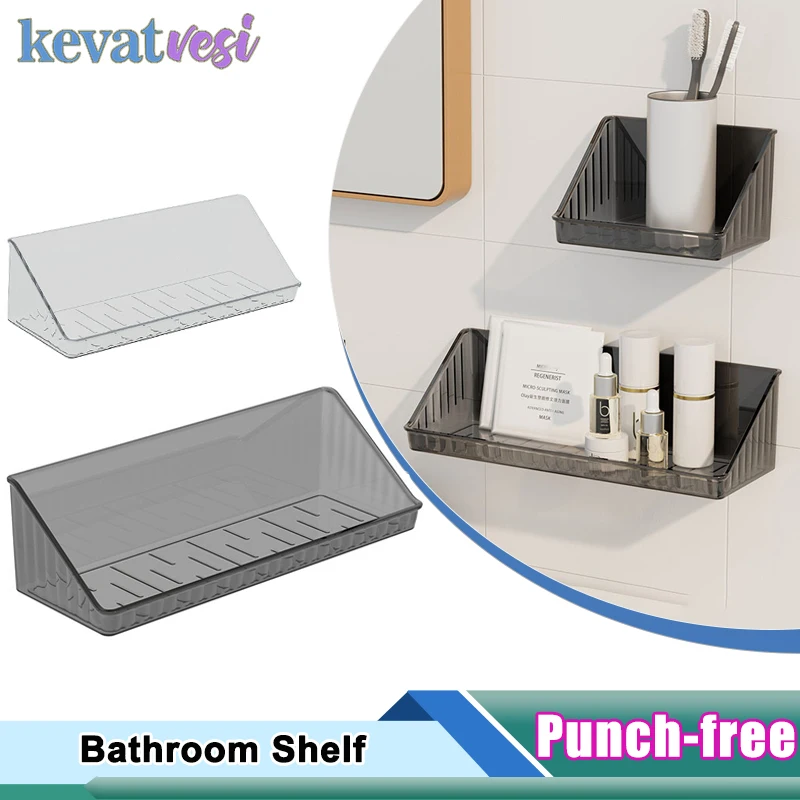 

Wall-Mounted Bathroom Shelf Shower Shampoo Toiletry Rack Cosmetic Storage Box Makeup Organizer Kitchen Storage Holder Rack