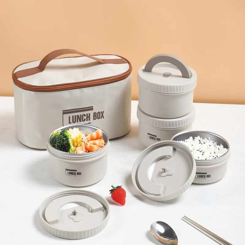 

D2 Lunch Box Bag Portable Insulated Lunch Container Stackable Bento Stainless Steel Lunch Container Lunch Box For Kids Lunchbox