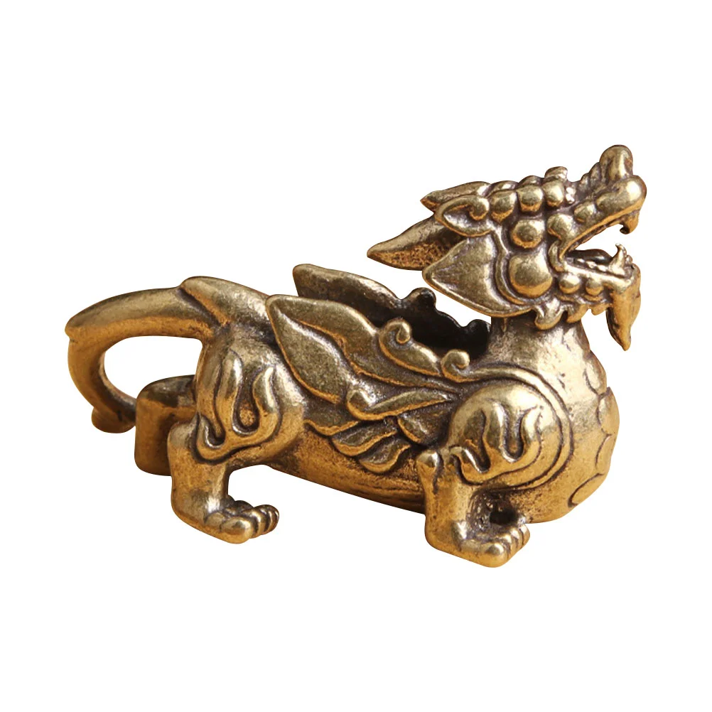 

Statue Figurine Kylin Sculpture Wealth Brass Decor Prosperity Good Yao Pi Qilin Animal Chinese Dragon Ornament Luck Fengshui