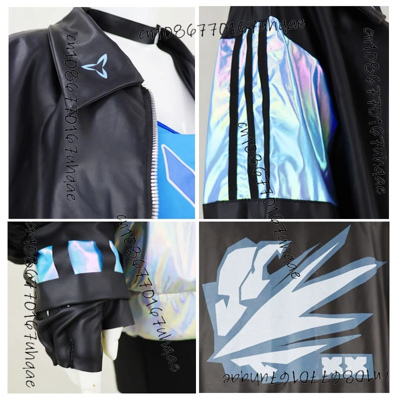 Jett Косплей Девушка Игра VALORANT Cos Костюм Лазерная Куртка Женское Пальто Парик Опора