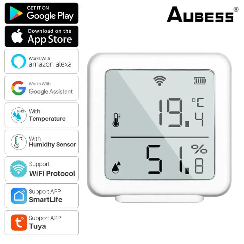 

Tuya WIFI Temperature Humidity Sensor Indoor Hygrometer Thermometer Detector Smart Life Remote Control Support Alexa Google Home