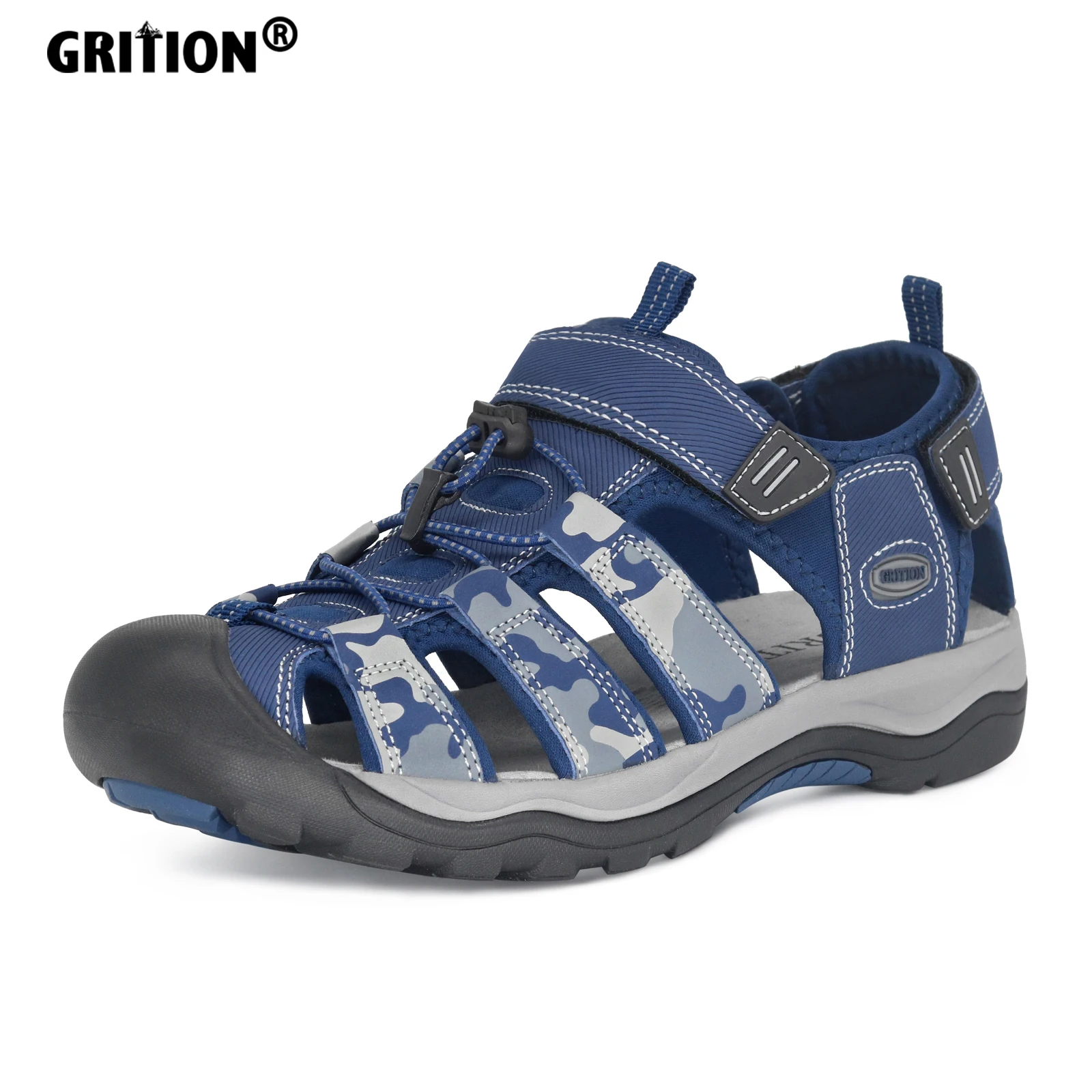 

GRITION Men Sandals Trekking Casual Outdoor Shoes Closed Toe Flat Heels Elastic Fabric 2021 New Fashion 40-46 Hiking Sandals