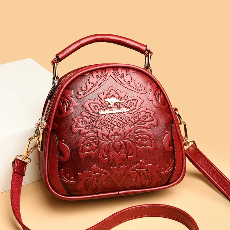 

Women's Fashion Printed Shoulder Bag New Small Round Bag High Sense Embossing Process Crossbody Bag Ladies Simple Handbag