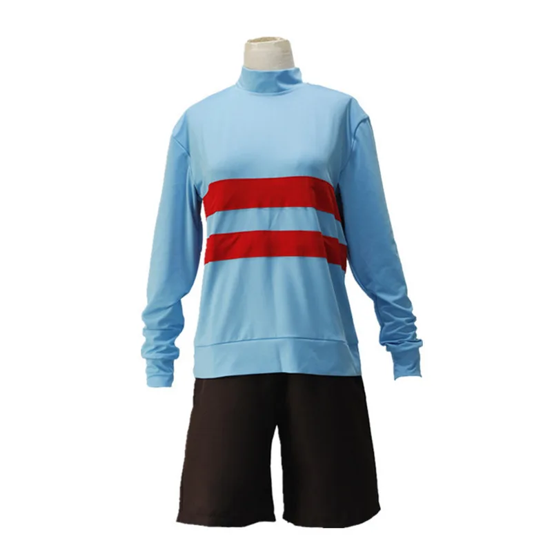 Комплект для косплея Undertale фриск Cos голубая женская футболка топ и шорты комплект