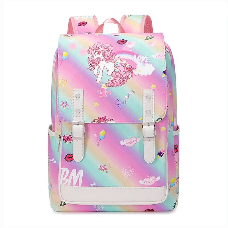 Girl Cartoon School Bags Junior High School Student Cute Children Unicorn Backpack for Travel Mochila Large Capacity Sac Licorne