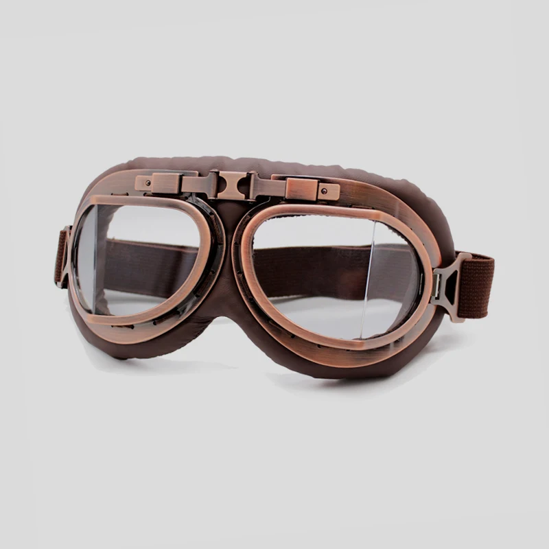 

Retro Vintage Moto Classic Goggles Motorcycle Goggles Glasses for Steampunk Harley Pilot ATV Bike Copper Helmet
