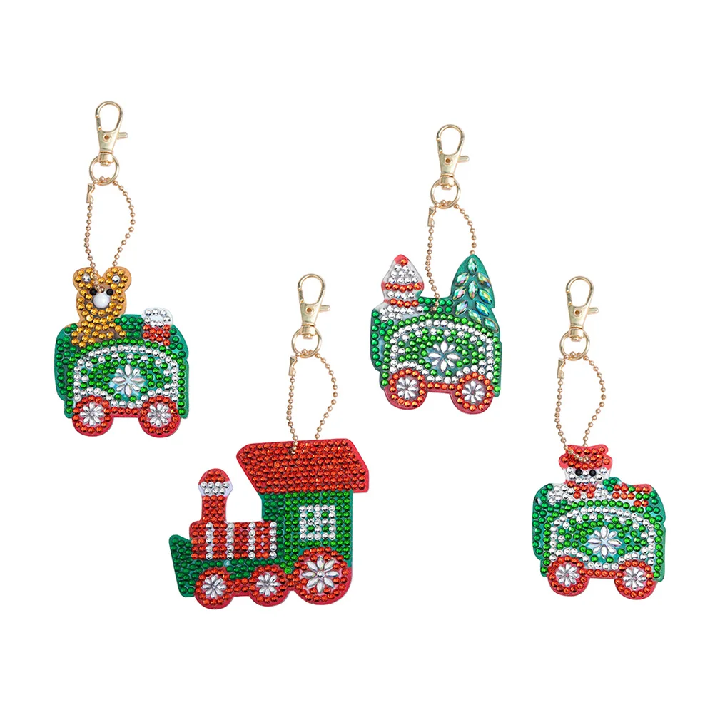 

4pcs Keyring Gifts Christmas Purse Charm Christmas Stocking Stuffers Santa Keychain