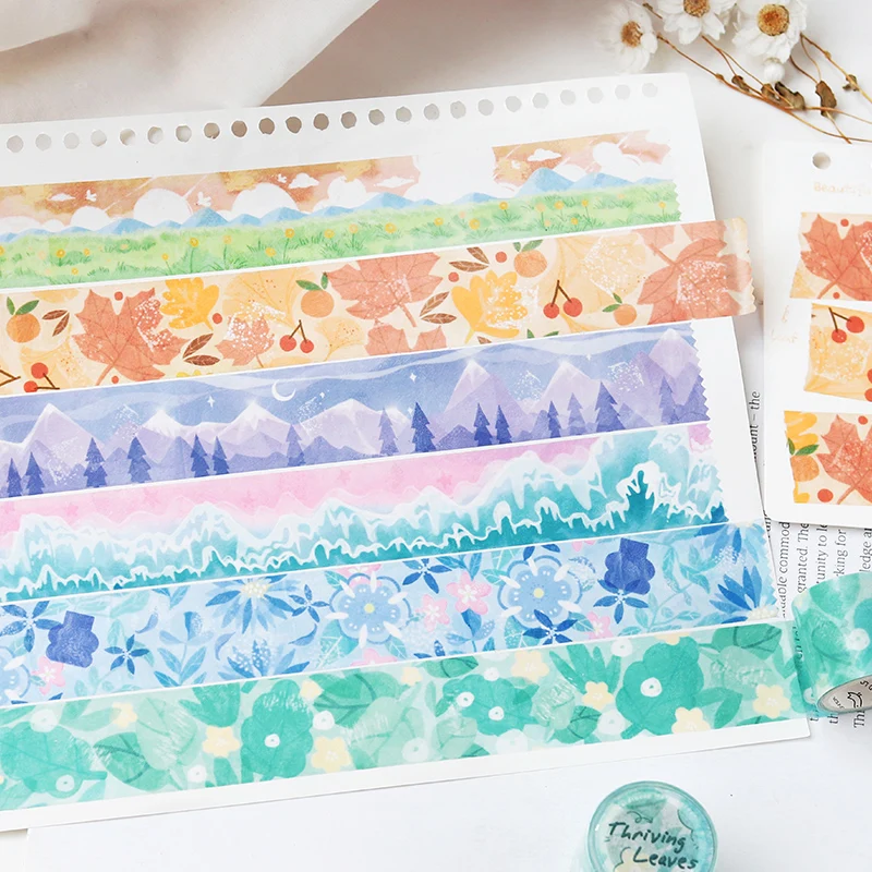 

Cute Scene Washi Tape Aesthetic Scrapbooking Notebooks Diary Kawaii Decor Photo Album Gift Postcards Journal For School Office