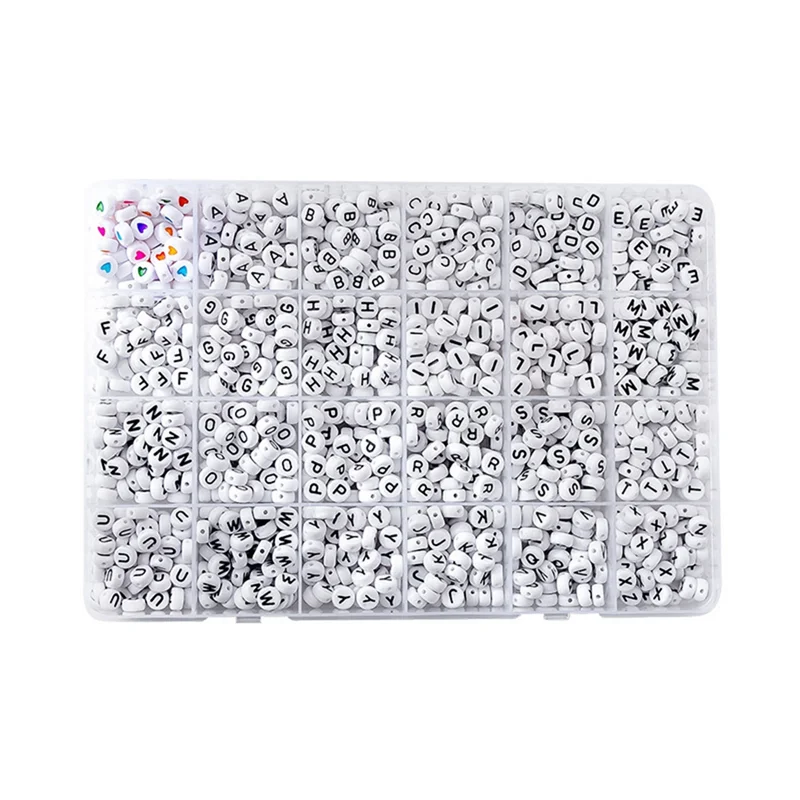 1200 шт. акриловые бусины и буквы английского алфавита