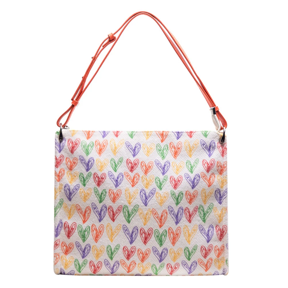 

Love Printed Women Handbag Canvas Shoulder Bag Candy-Color Students School Tote for Girl Outdoor Shopping Business