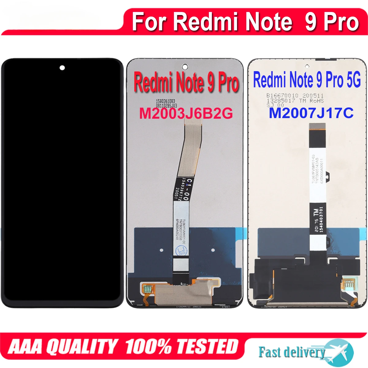 ЖК-дисплей с сенсорным экраном дигитайзер для Xiaomi Redmi Note 9 Pro 4G 5G M2003J6B2G M2007J17C