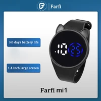 farfi mi1 electronic watch luminous swimming waterproof round dial cartoon cat ear sport led digital bracelet for student