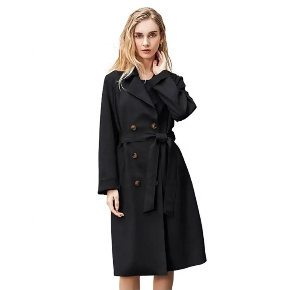 Women Winter Real Suede double-breasted Coat With Belted Pure Color Fashion Long Windbreaker Leisure Lapel Loose Jacket