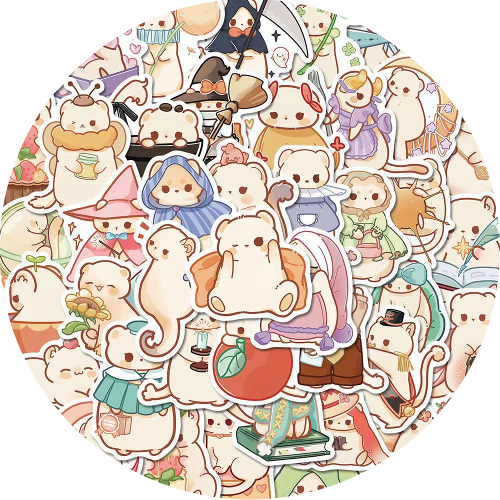 

10/25/50PCS Cute Animal Ferret Sticker DIY Laptop Luggage Art Picture Decals for Fridge Gift Cup Helmet Kids Teens Gift Decal