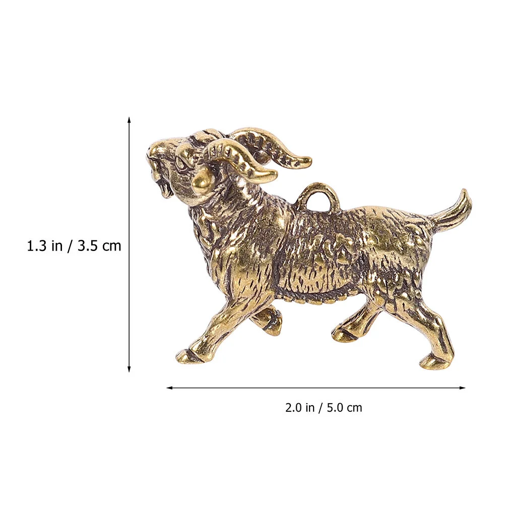 2 Pcs Key Chain Goat Keychain Pendant Brass Decor Delicate Charms Decorative Ornament