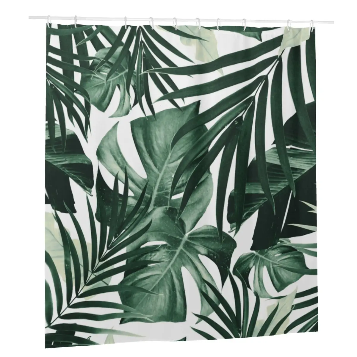 

Листья листьев, занавеска для душа, занавеска для ванной комнаты s, занавеска с тропическими зелеными растениями в джунглях, индивидуальная ...