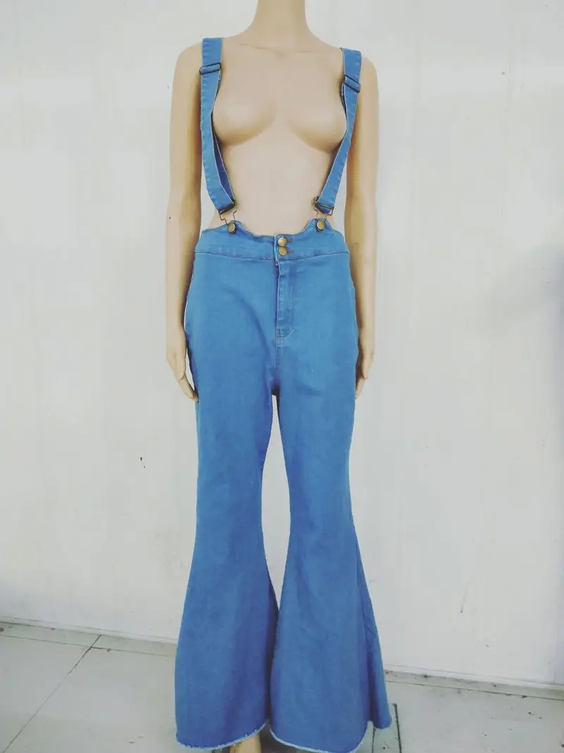 2021 New Spring Sexy High Waist High Waist Vintage African Long Jeans Casaul Trousers for Women Overalls Jean Suspender Pants