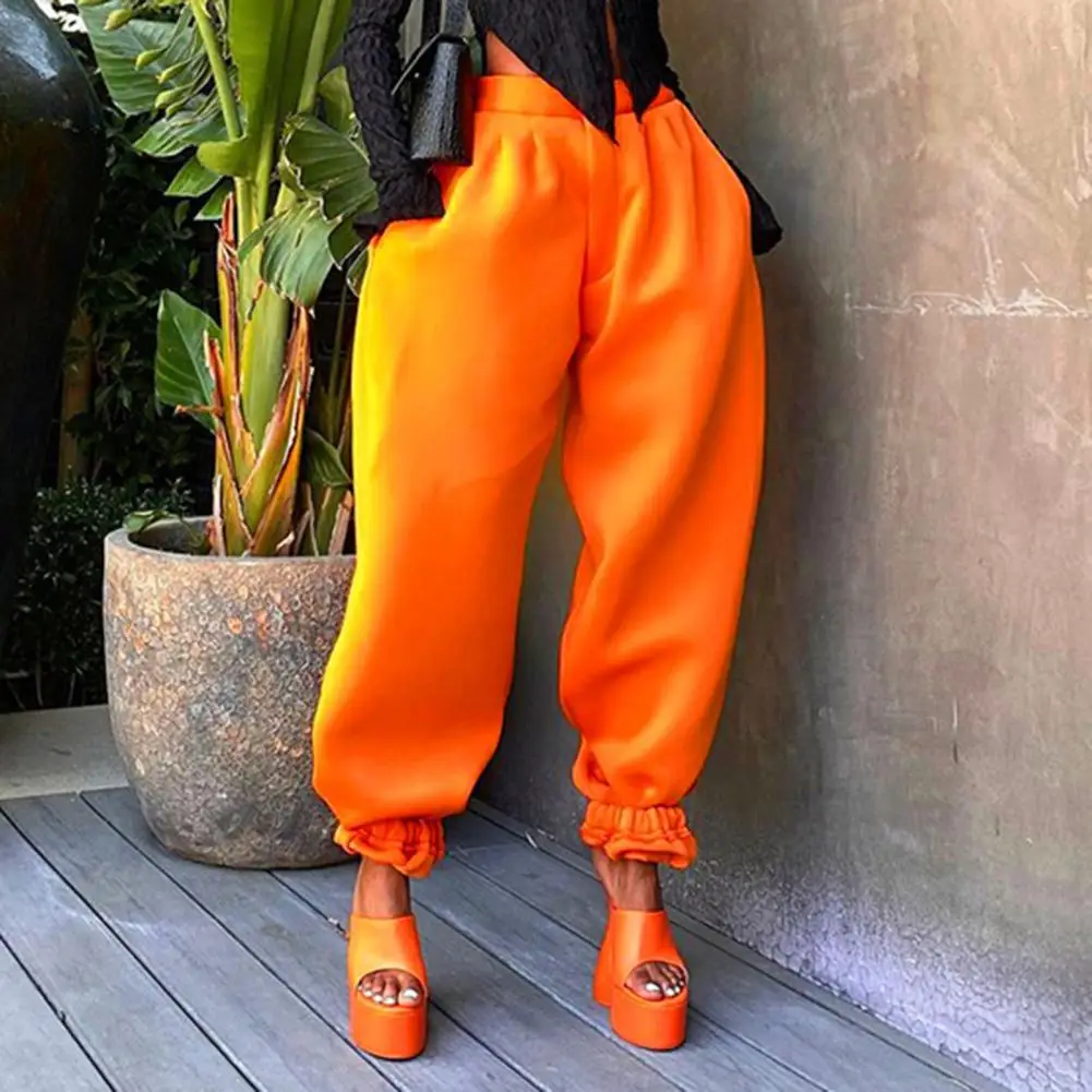 

Stylish Women Bloomers All Match Smooth Fabric Anti-Pilling Female Casual Sports Long Trousers