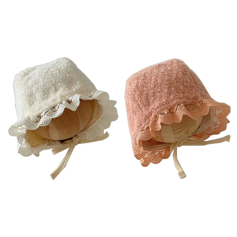 

Stylish Princess Baby Hat with Lace Detail, Soft and Warm Beanie Cap Ear Protections Bonnet for Newborns and Infants D7WF