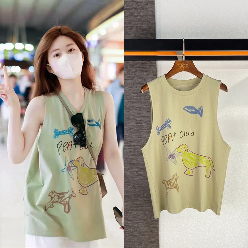 Женский жилет без рукавов Zhao Lusi Свободный Повседневный Топ в американском стиле