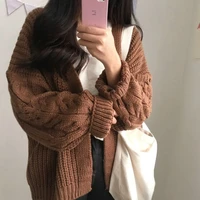 2022 winter original quality chic new thick cardigan women korean version loose long sleeved twist knitted sweater cardigan coat