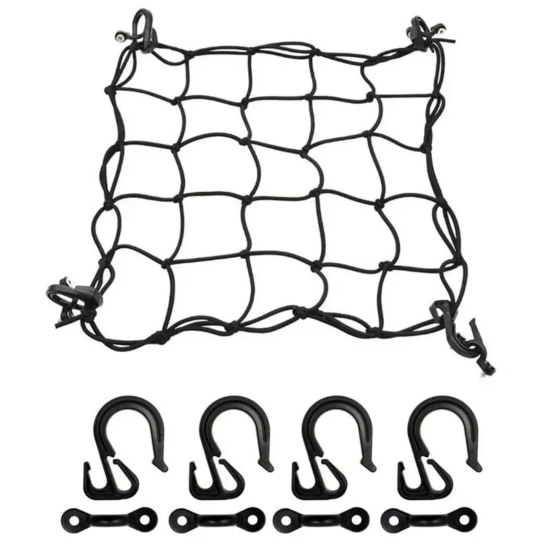 

Грузовые сетки для пикапов 38x38 см, сверхпрочная сетка для грузовиков с 4 крючками, сетка-банджи, автомобильные аксессуары