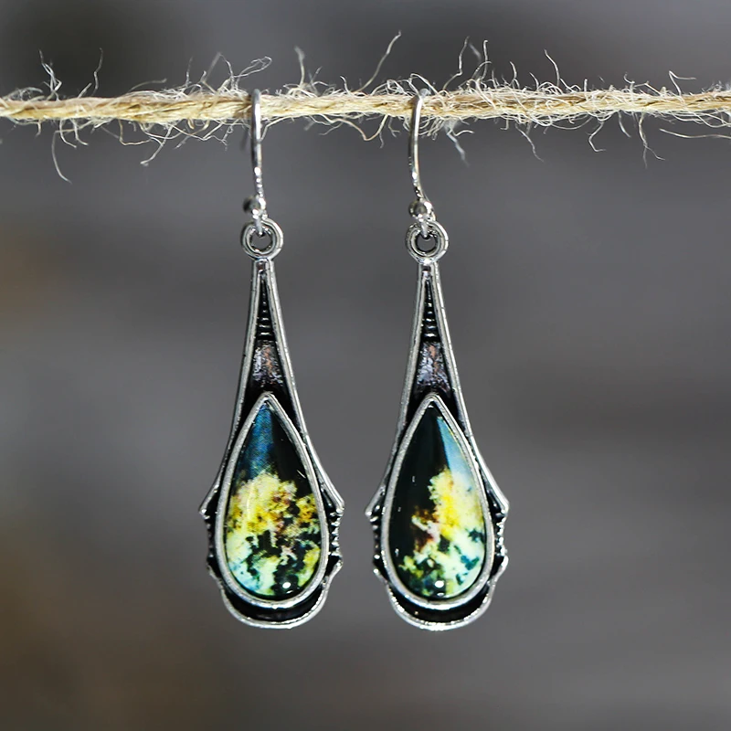 

Fashion Flower Coloured Drop Vintage Earrings for Women Dangle Earring Jewelry for Silver Color Ear Hook Best Gift