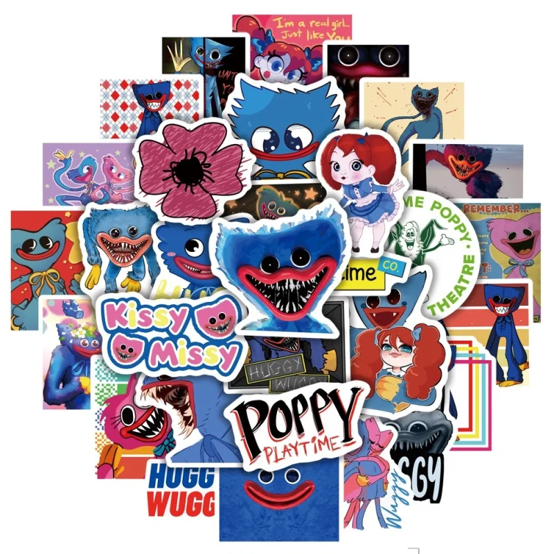 

10/30/50PCS Horror Games Anime Poppy Palytime Cartoon Doodle Stickers Mug Bike Trolley Bike Decals