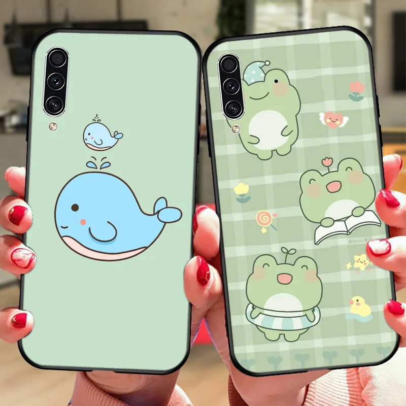 

Cute cartoon frog green Anti-fall Phone Case For Huawei P30 P20 P40 P10 Pro Lite y9 y7 y6 y5 Smart 2019 Black Silicone Case
