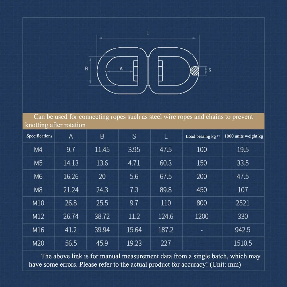 1 шт. M3 M4 M5 M6 M8 M10 M14 M16 M20 304 Нержавеющая сталь вращающаяся на 360 градусов 8-образная