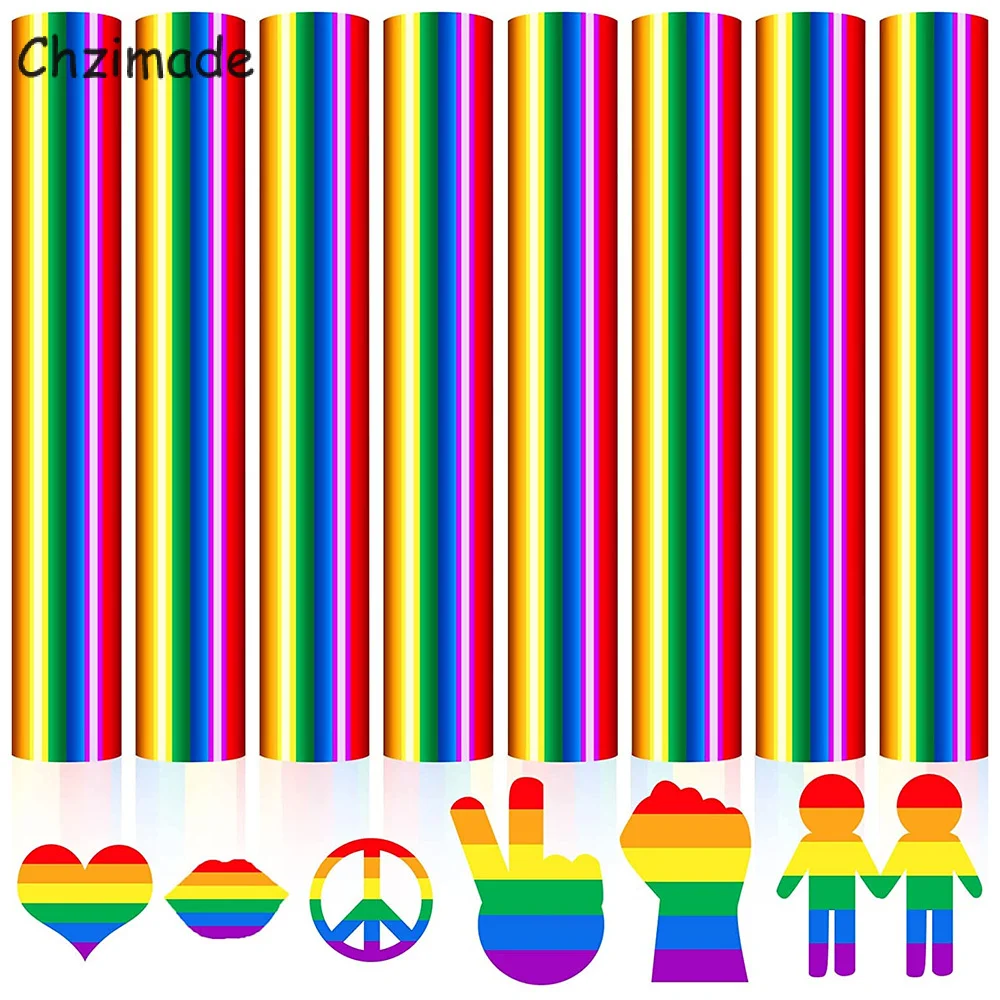 

Chzimade Радужный ПЭТ теплопередача Винил HTV печатная пленка 25x30,5 см для футболок утюгом ткани тепловой пресс виниловые рулоны