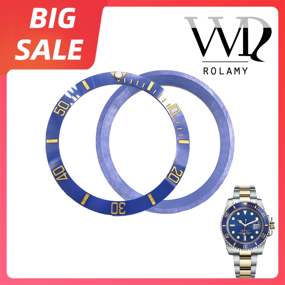 

Fashion Top Replacement Blue With Gold Writings Ceramic Watch Bezel 38mm Insert made for Rolex Submariner GMT 40mm 116610 LN